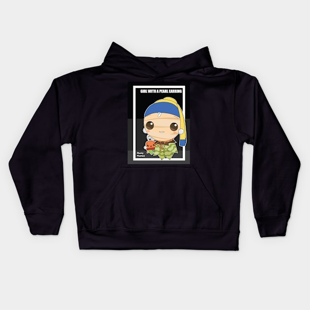 Arty-Plantee Girl with a Pearl Earring Kids Hoodie by Plenty Plantee